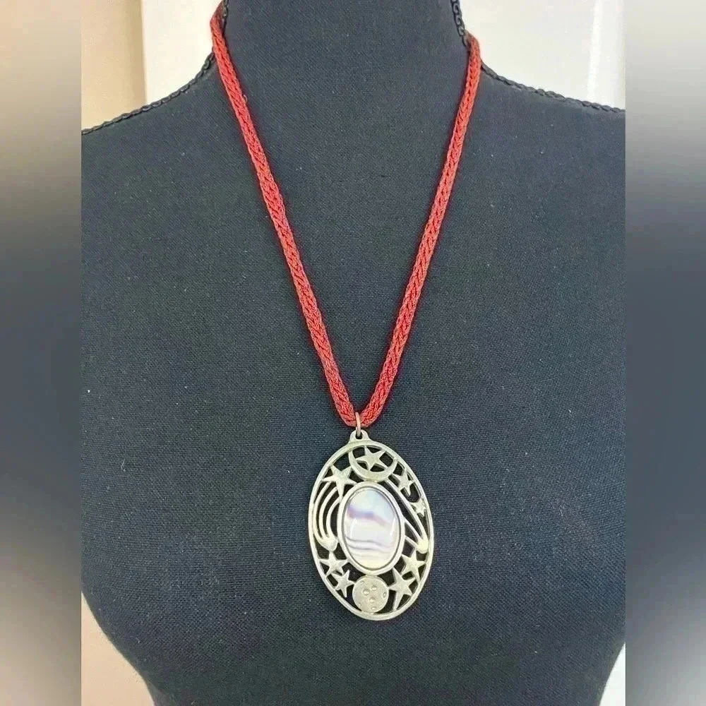 REED AND BARTON PEWTER PENDANT ON 22” NECKLACE - Picture 1 of 5